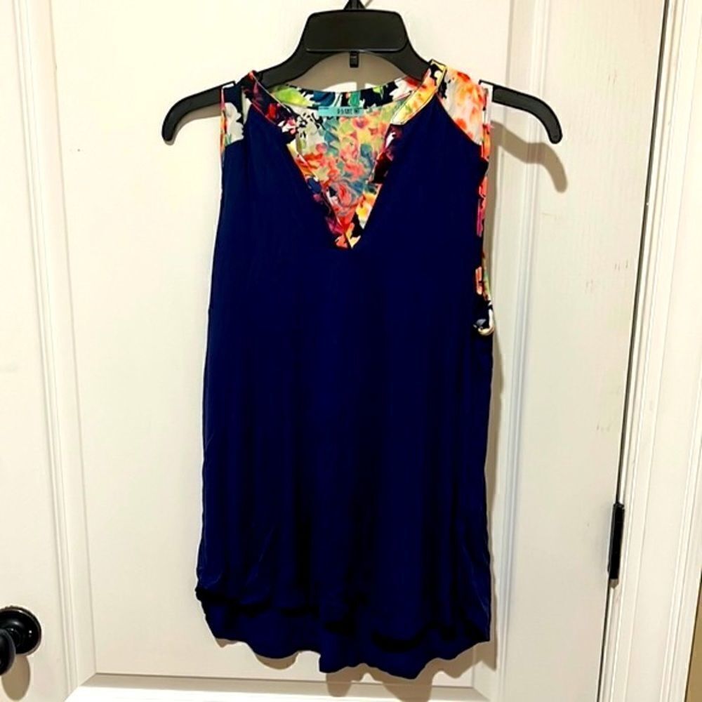 PS Kate Blue Sleeveless Top with Floral Detail and Back